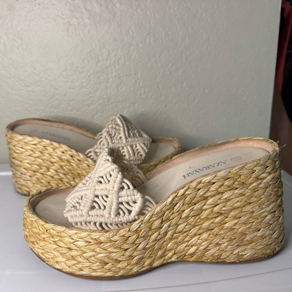 Women's Cream Woven Platform Sandals - Picture 6 of 7